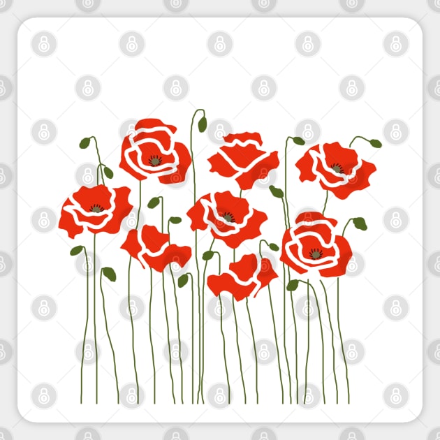 RED POPPY FLOWERS AND BUDS Sticker by HAVE SOME FUN